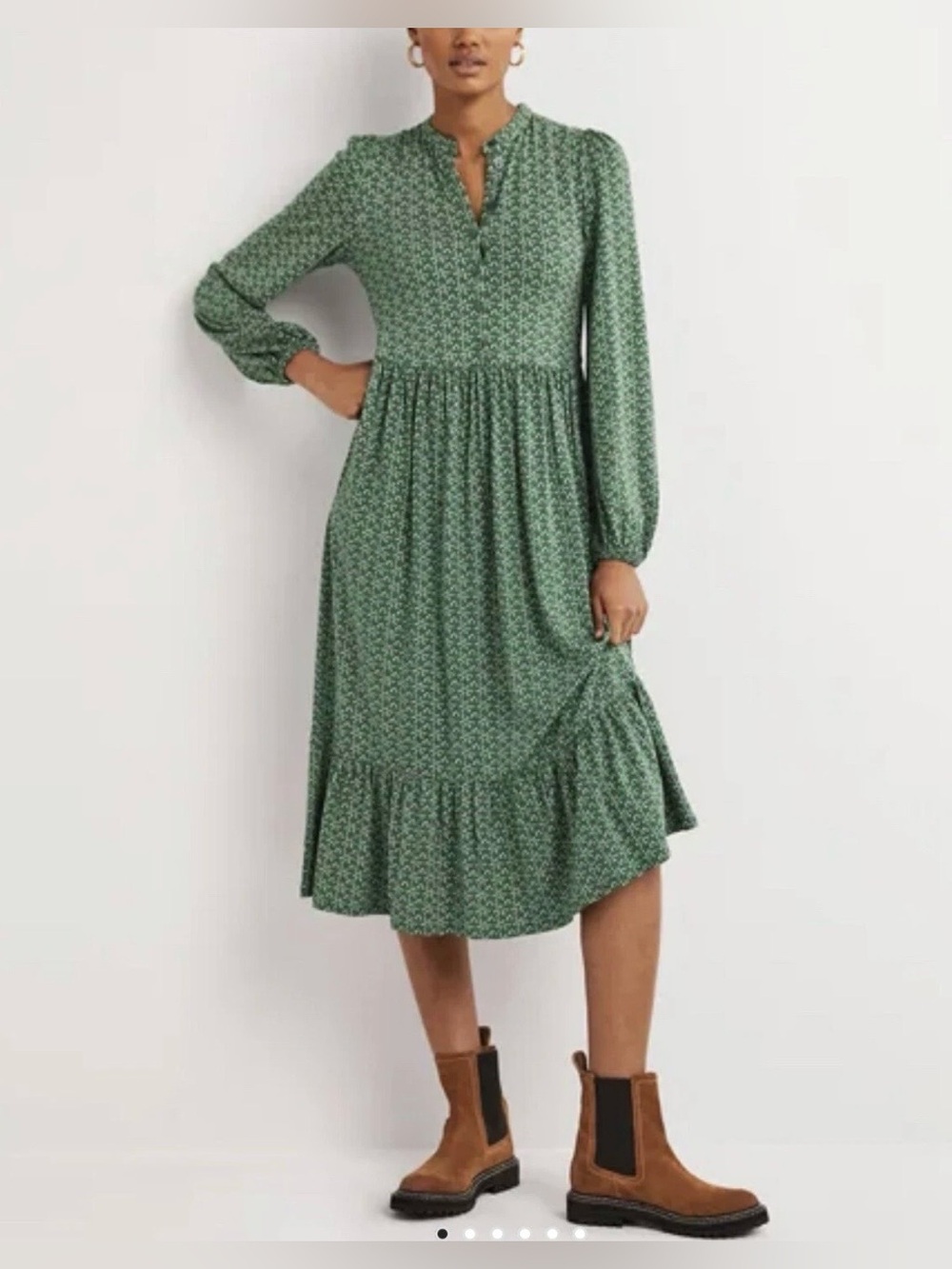 BODEN Buttoned Jersey Midi
Hunter Green Dress Designer size 4